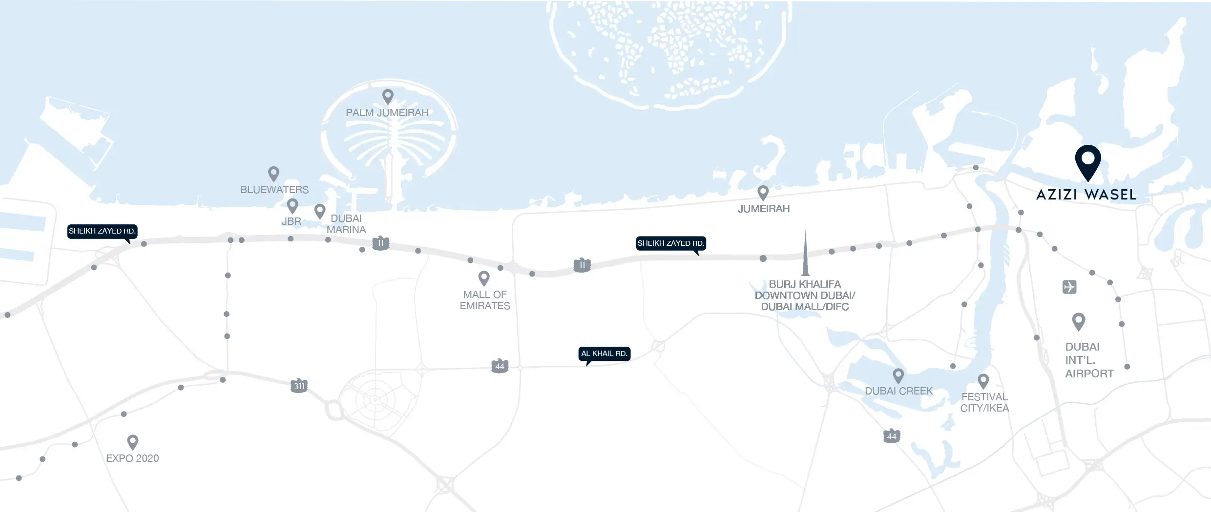 Damac Islands Dubai Location Map