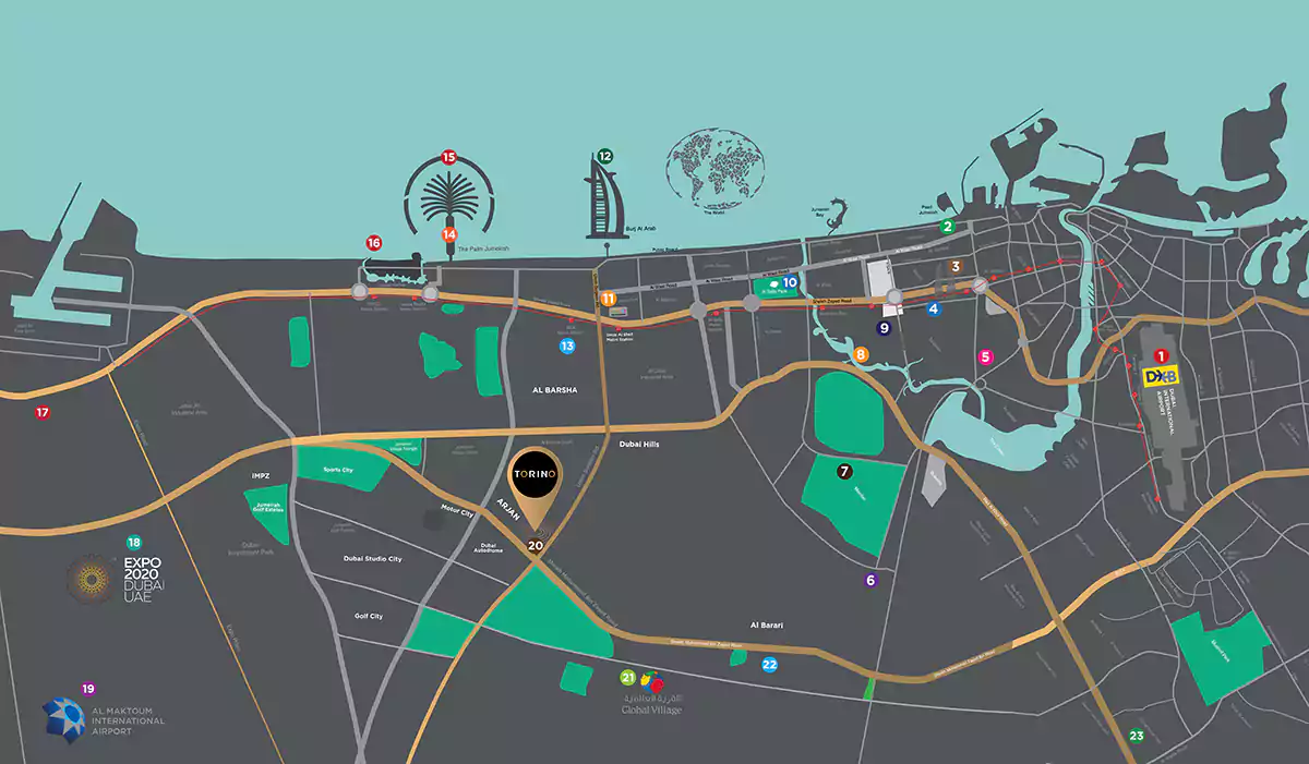 Damac Islands Dubai Location Map