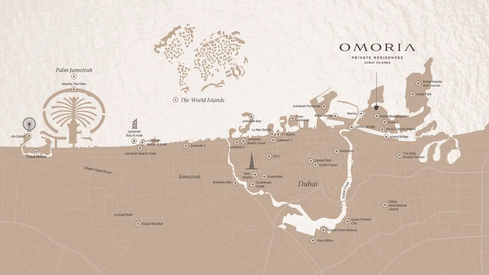 Damac Islands Dubai Location Map