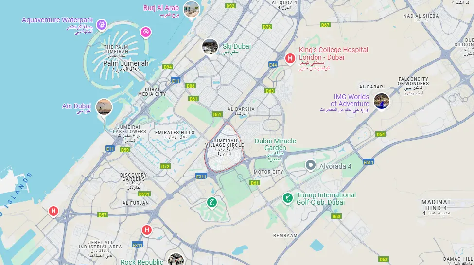 Damac Islands Dubai Location Map