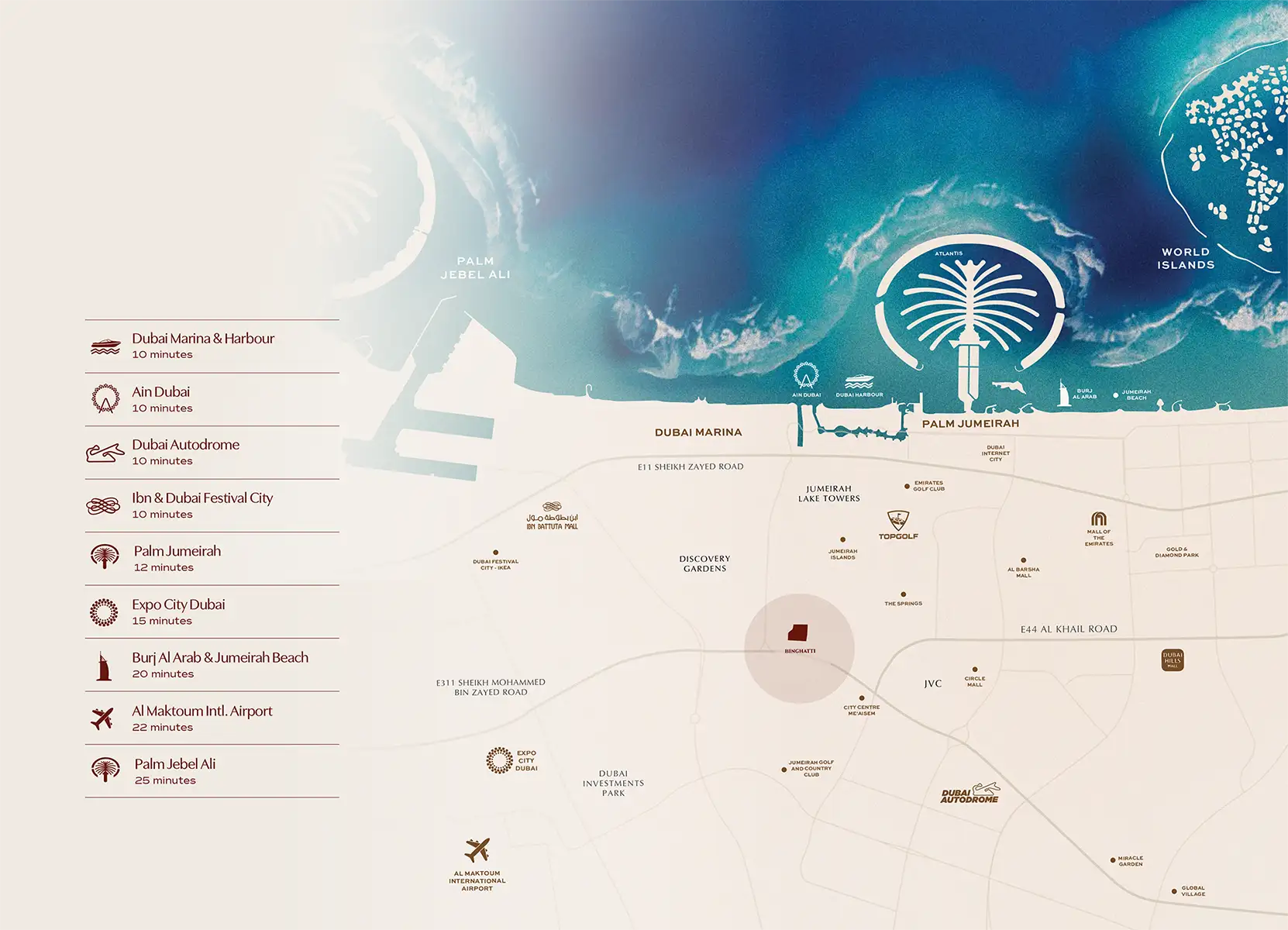Damac Islands Dubai Location Map