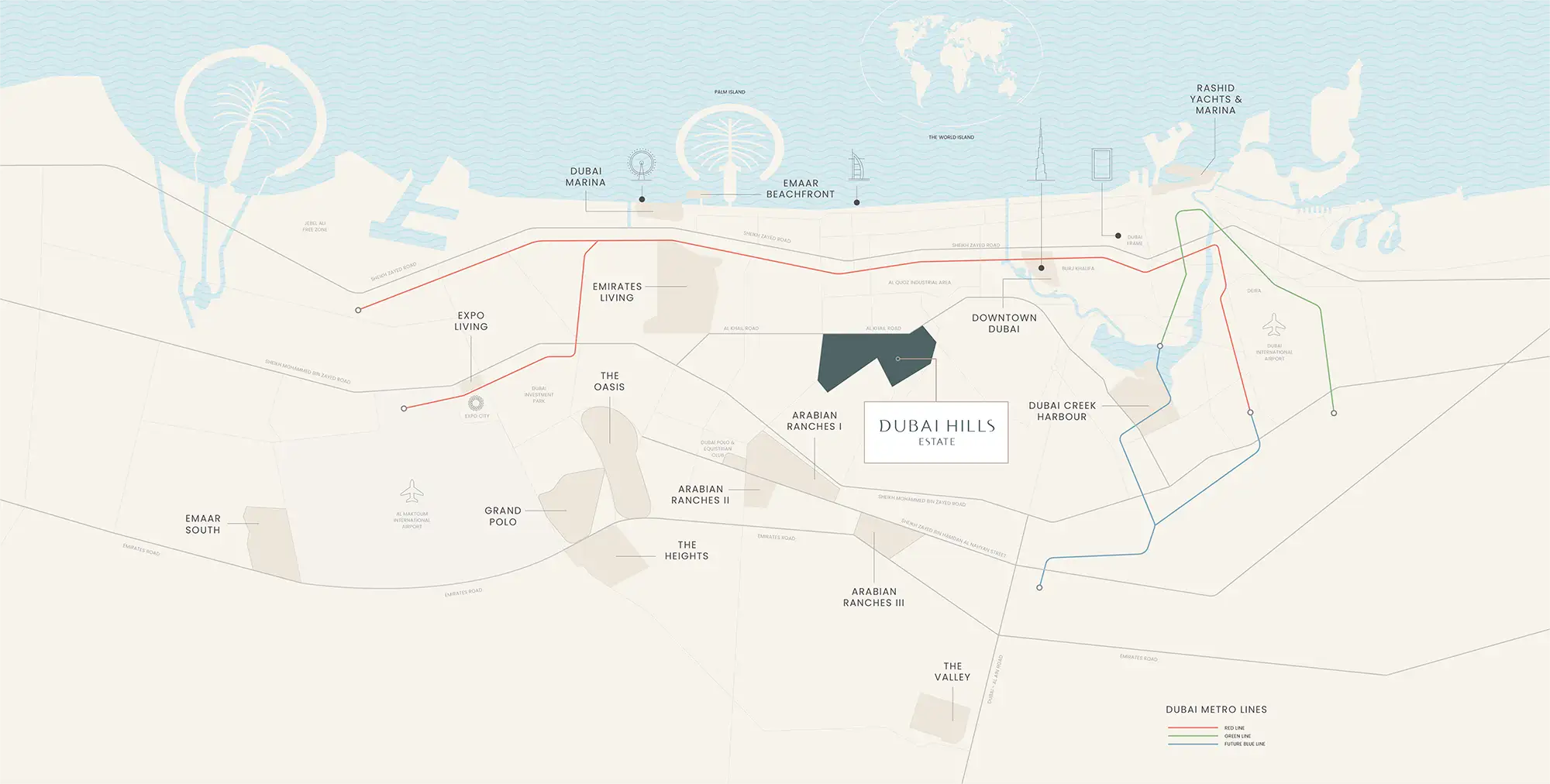 Damac Islands Dubai Location Map