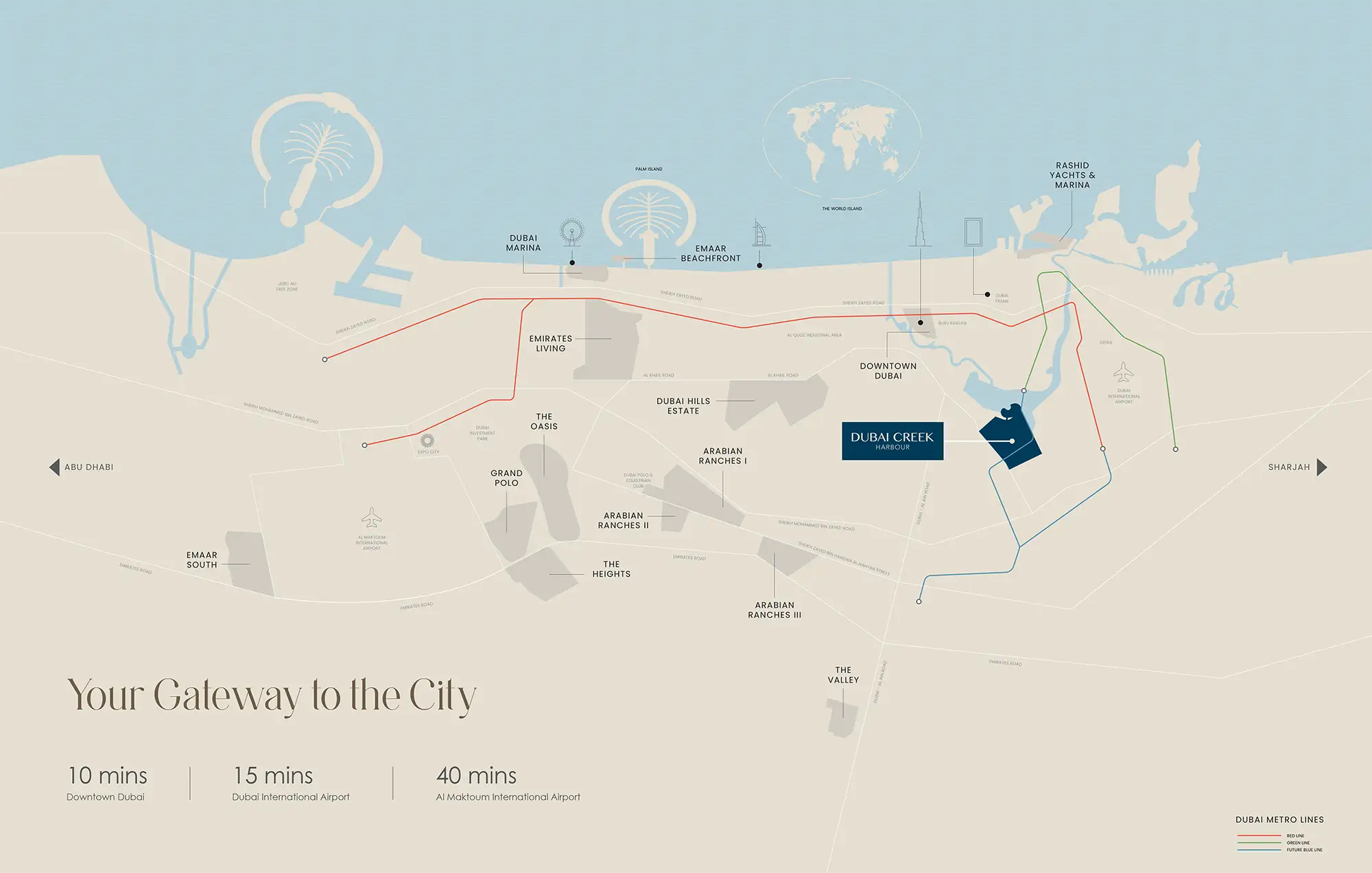 Damac Islands Dubai Location Map