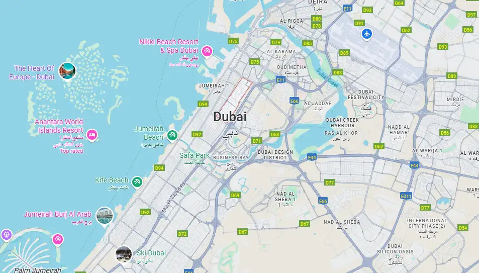 Damac Islands Dubai Location Map