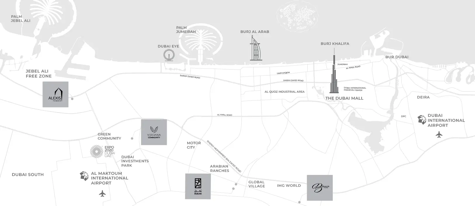 Damac Islands Dubai Location Map