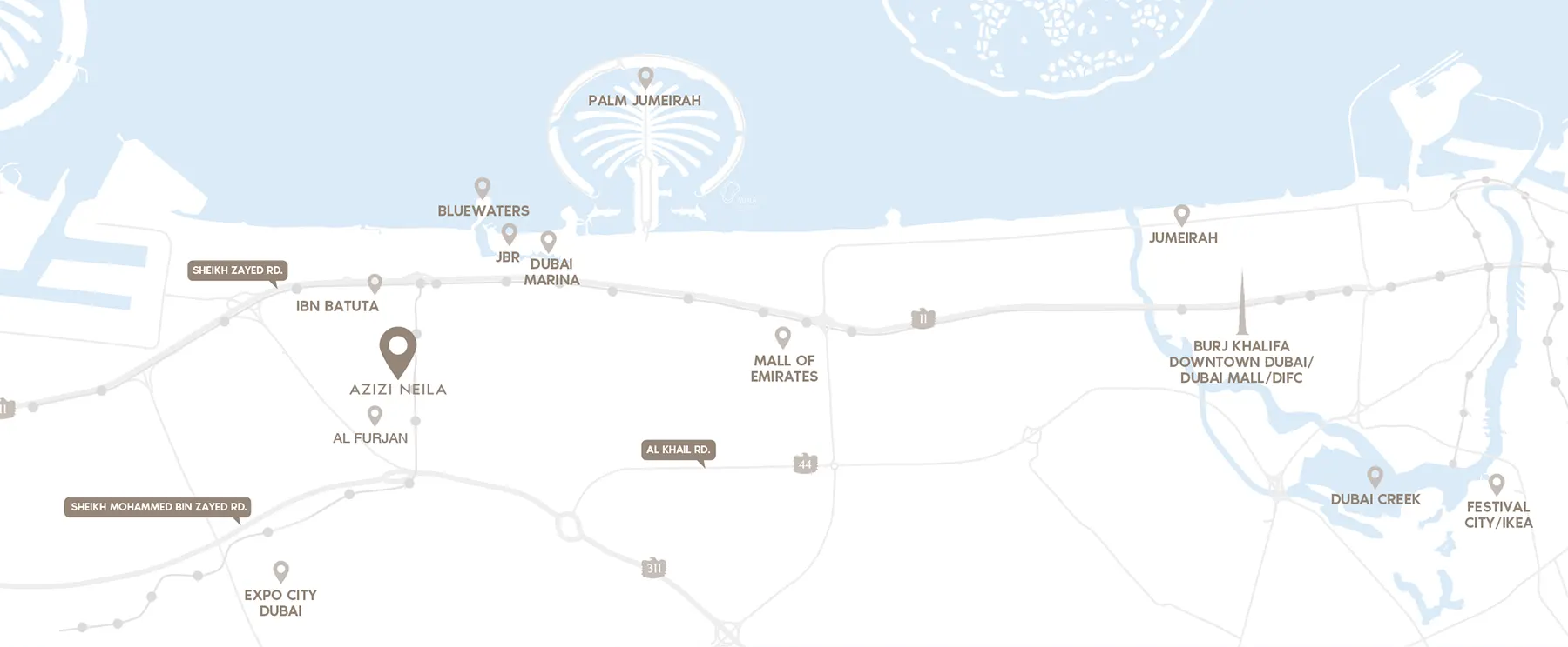 Damac Islands Dubai Location Map