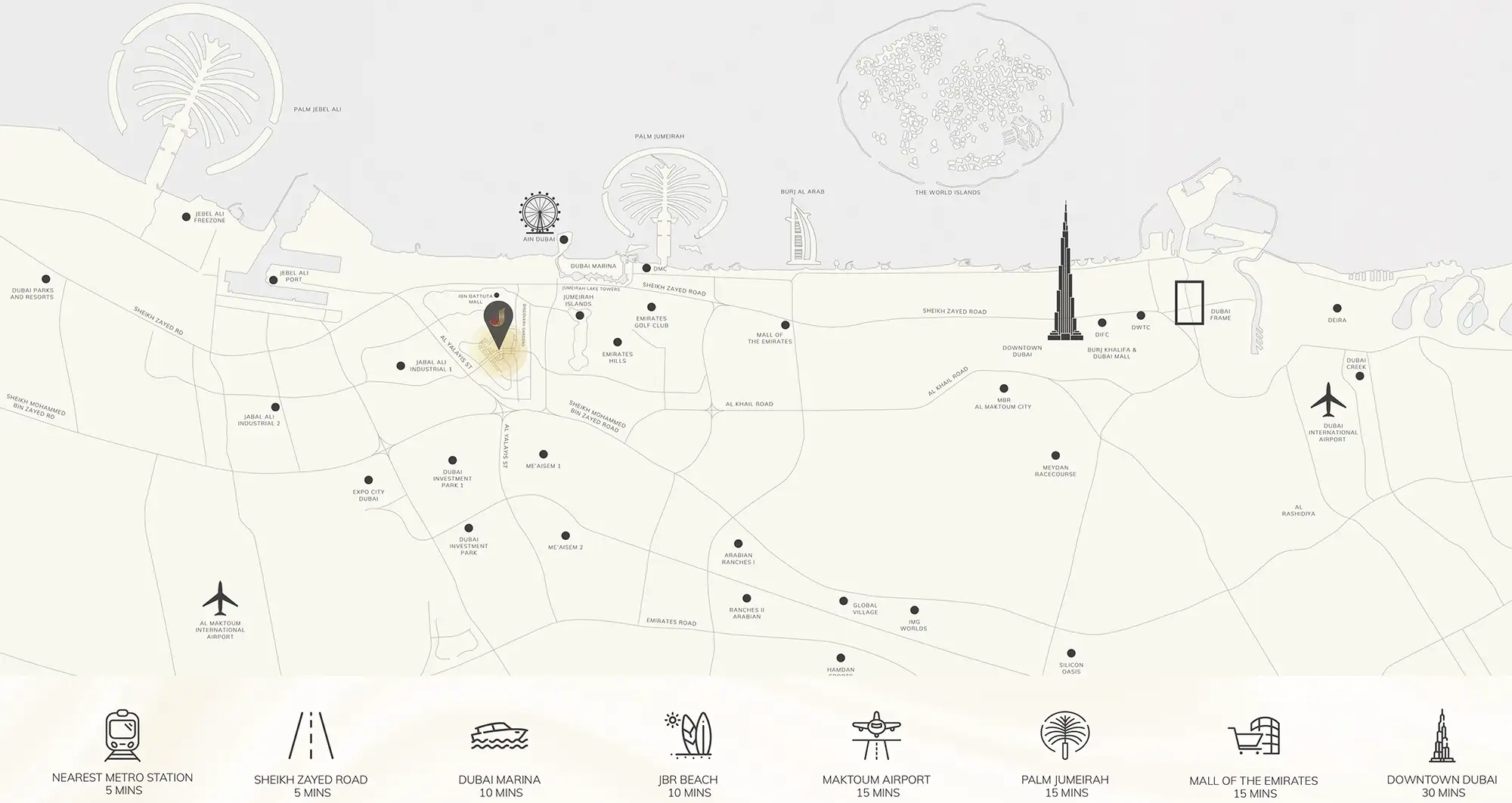 Damac Islands Dubai Location Map