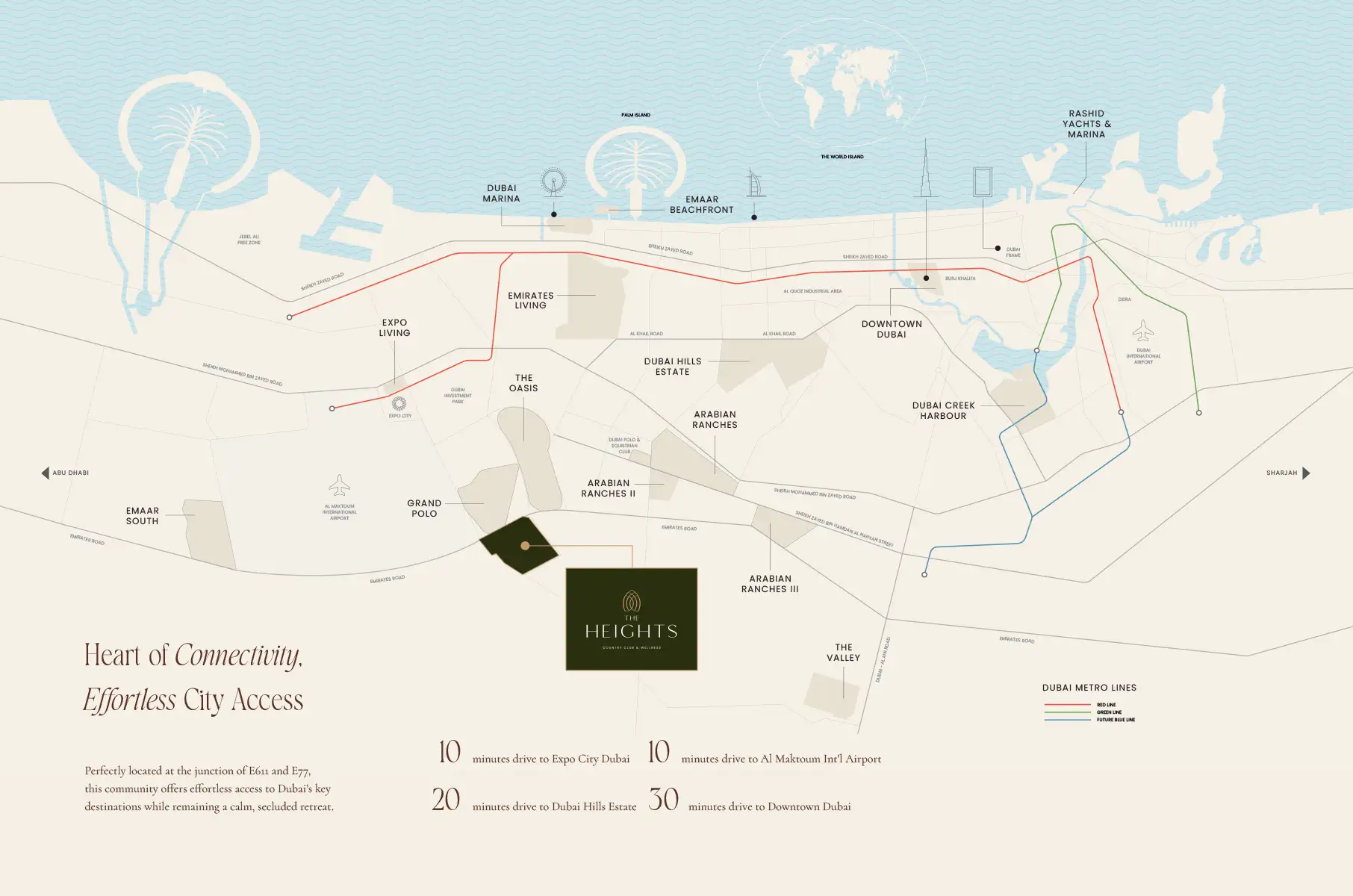 Damac Islands Dubai Location Map