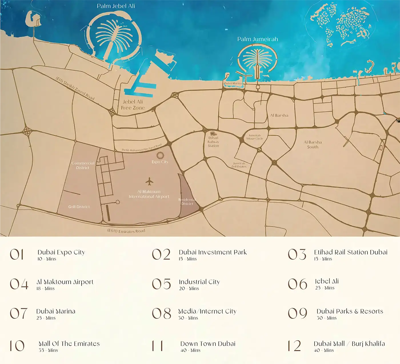Damac Islands Dubai Location Map