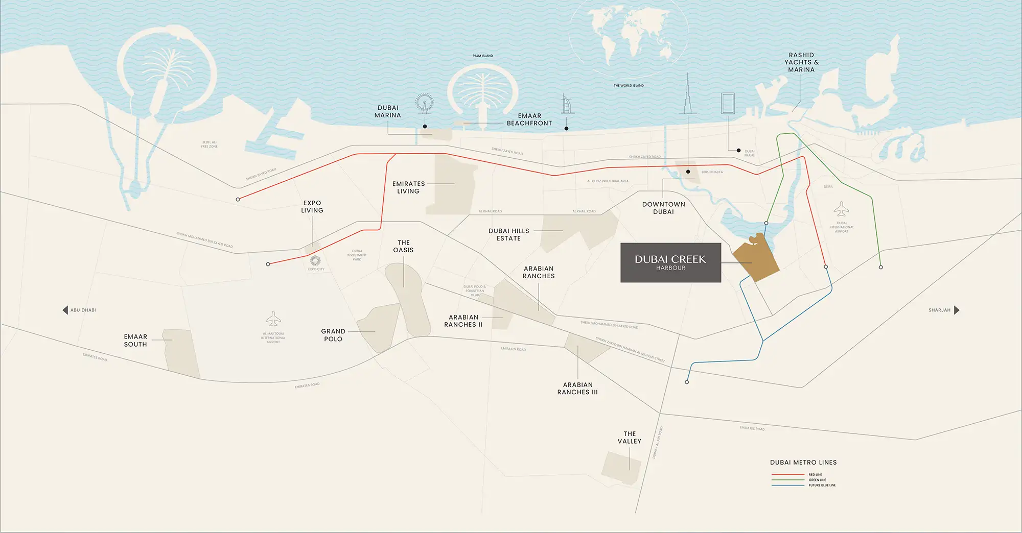 Damac Islands Dubai Location Map