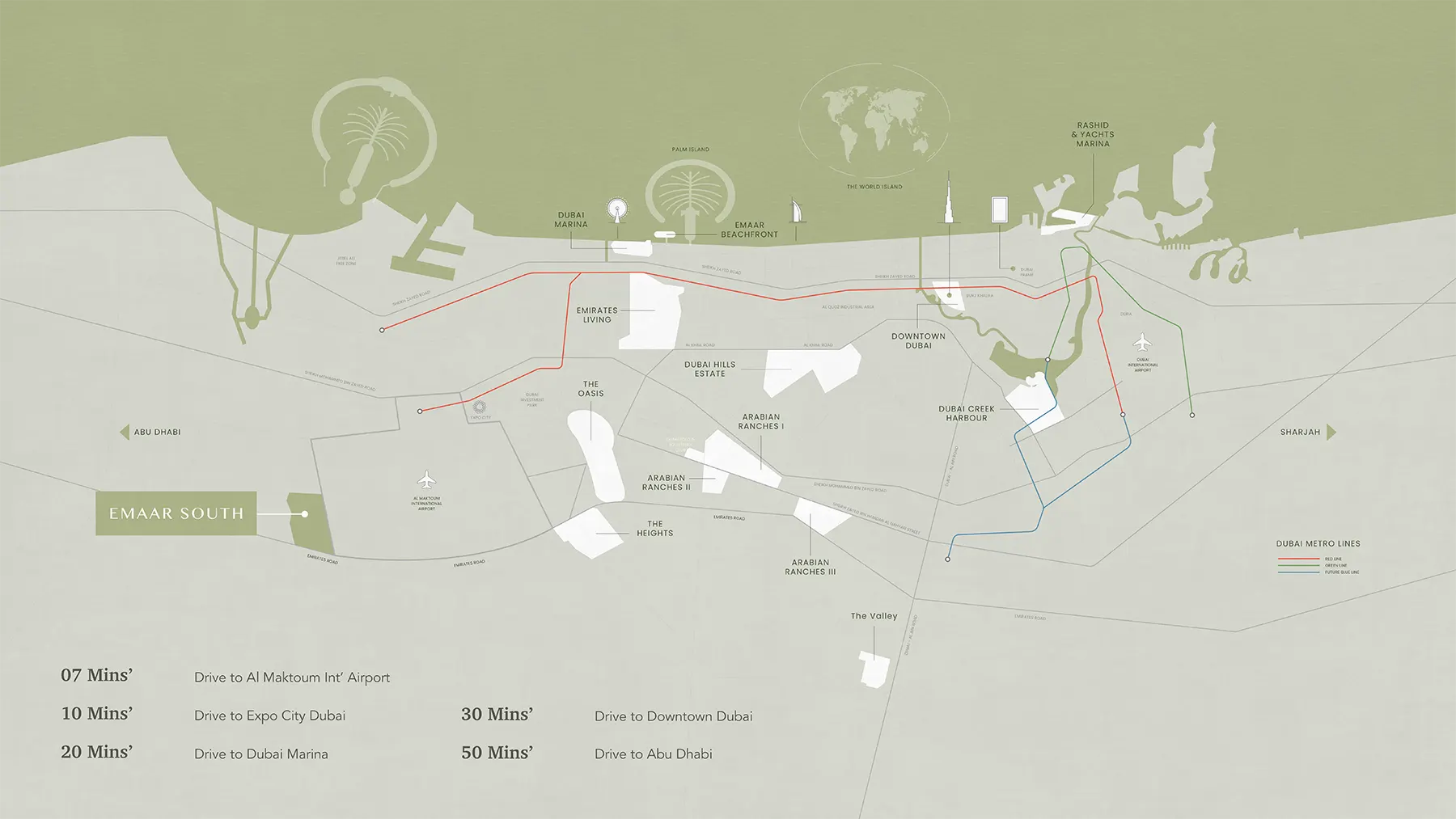 Damac Islands Dubai Location Map