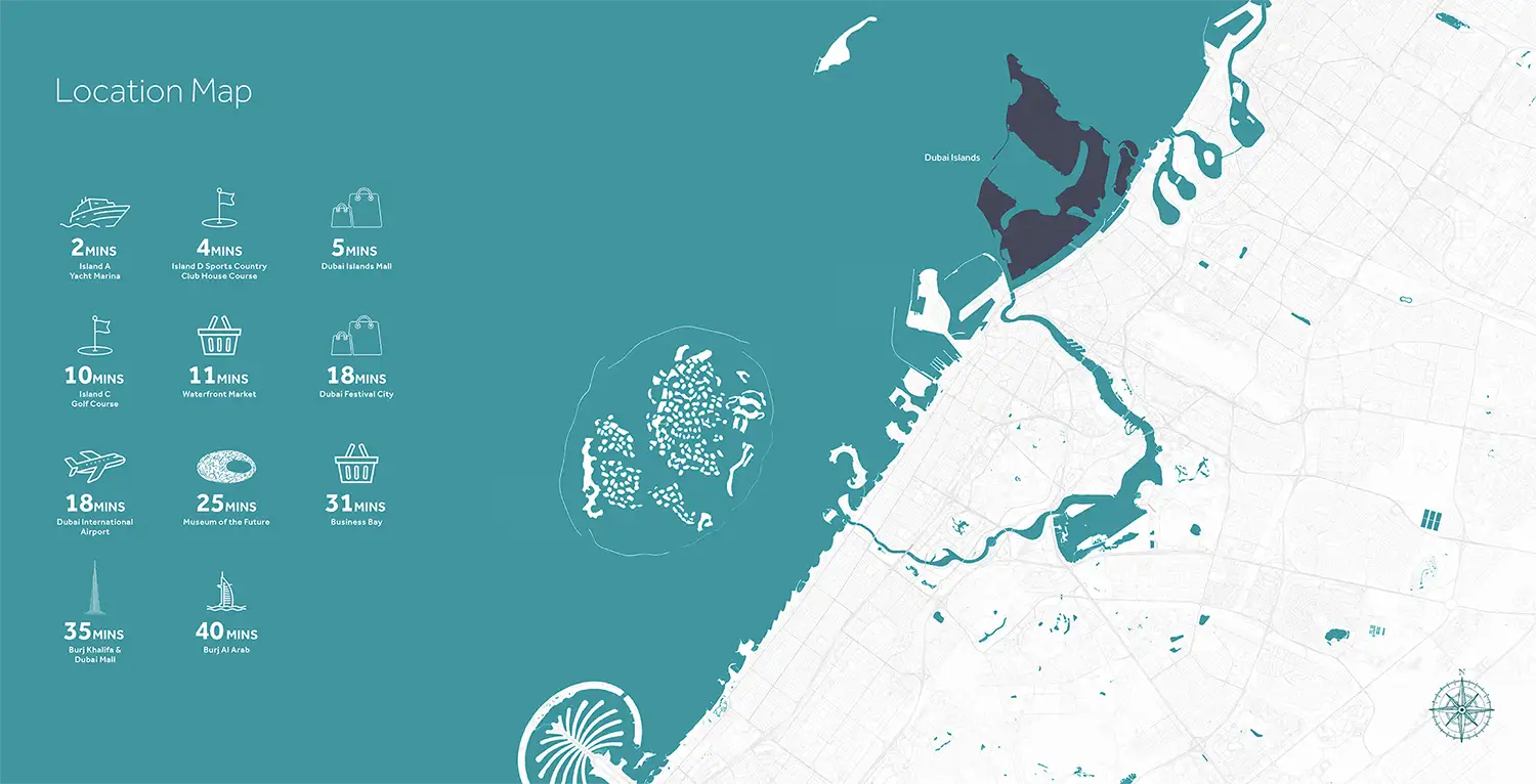 Damac Islands Dubai Location Map