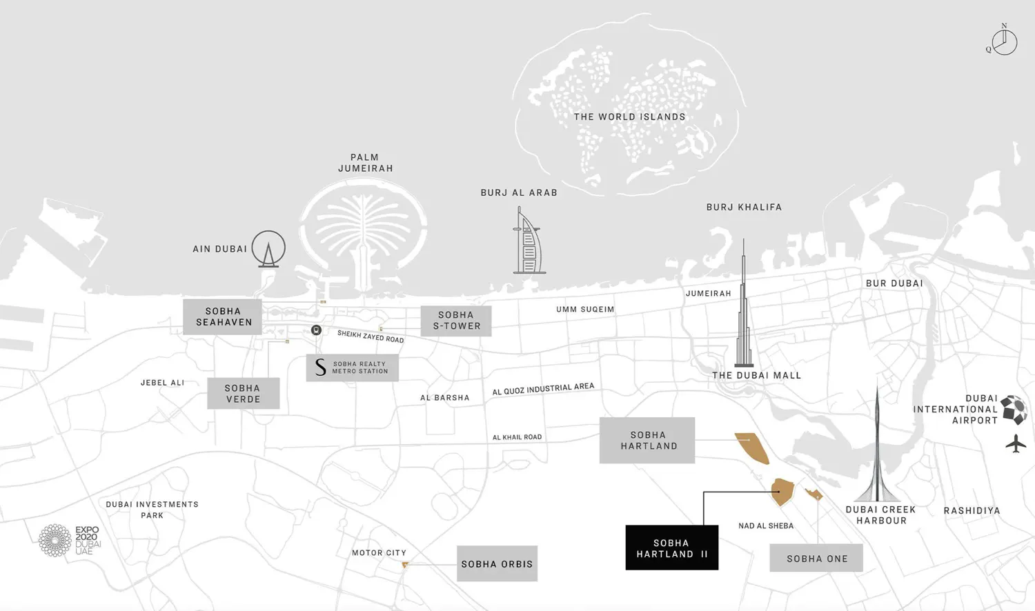 Damac Islands Dubai Location Map
