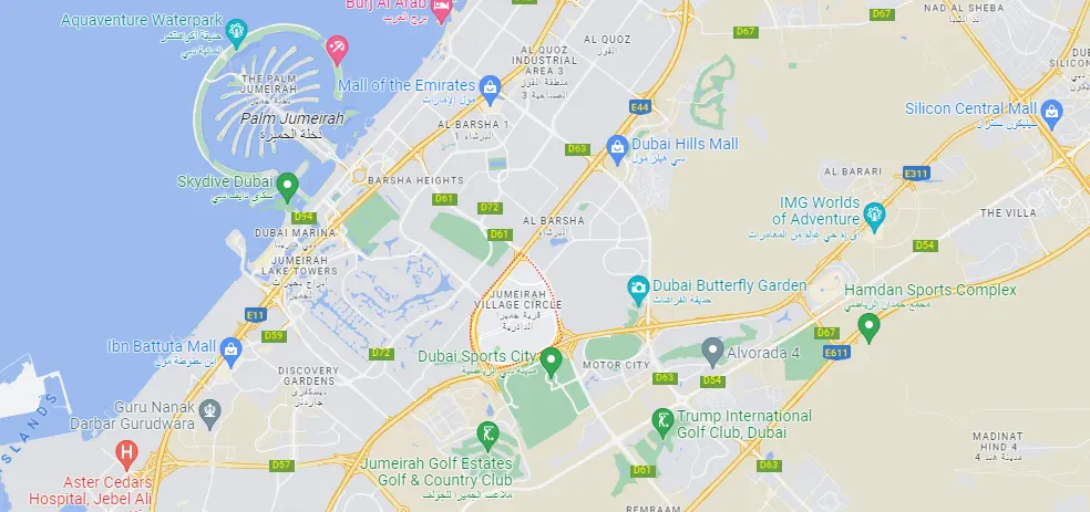 Damac Islands Dubai Location Map