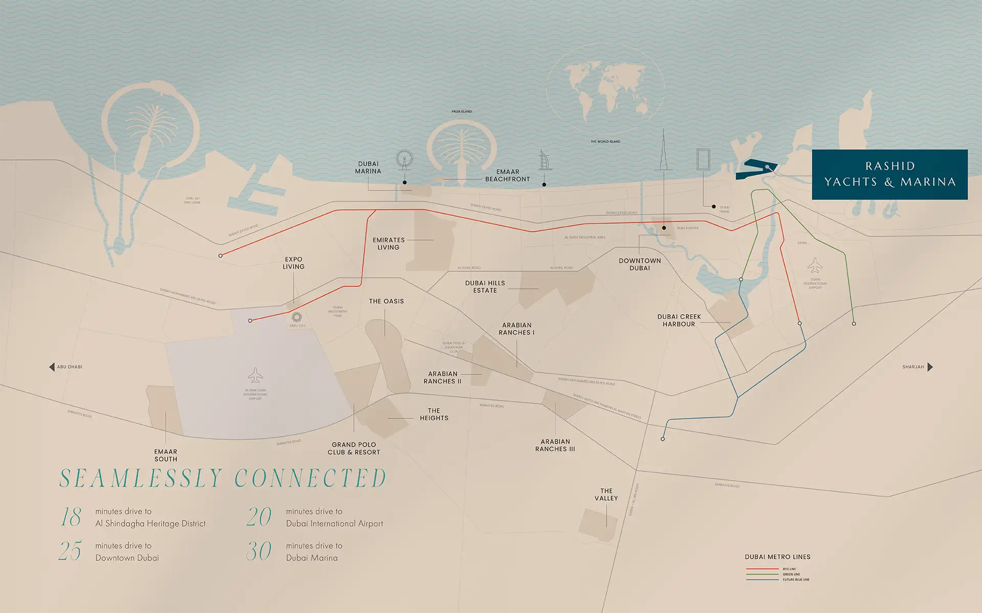 Damac Islands Dubai Location Map