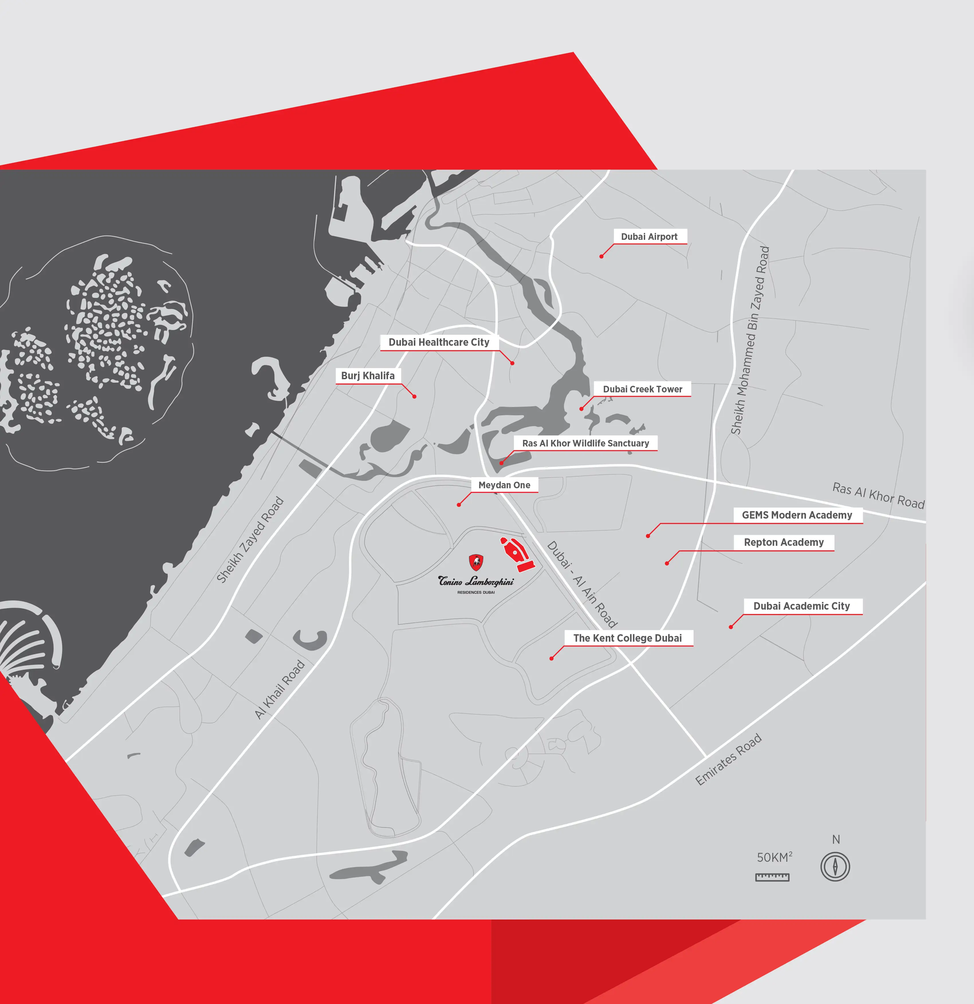 Damac Islands Dubai Location Map