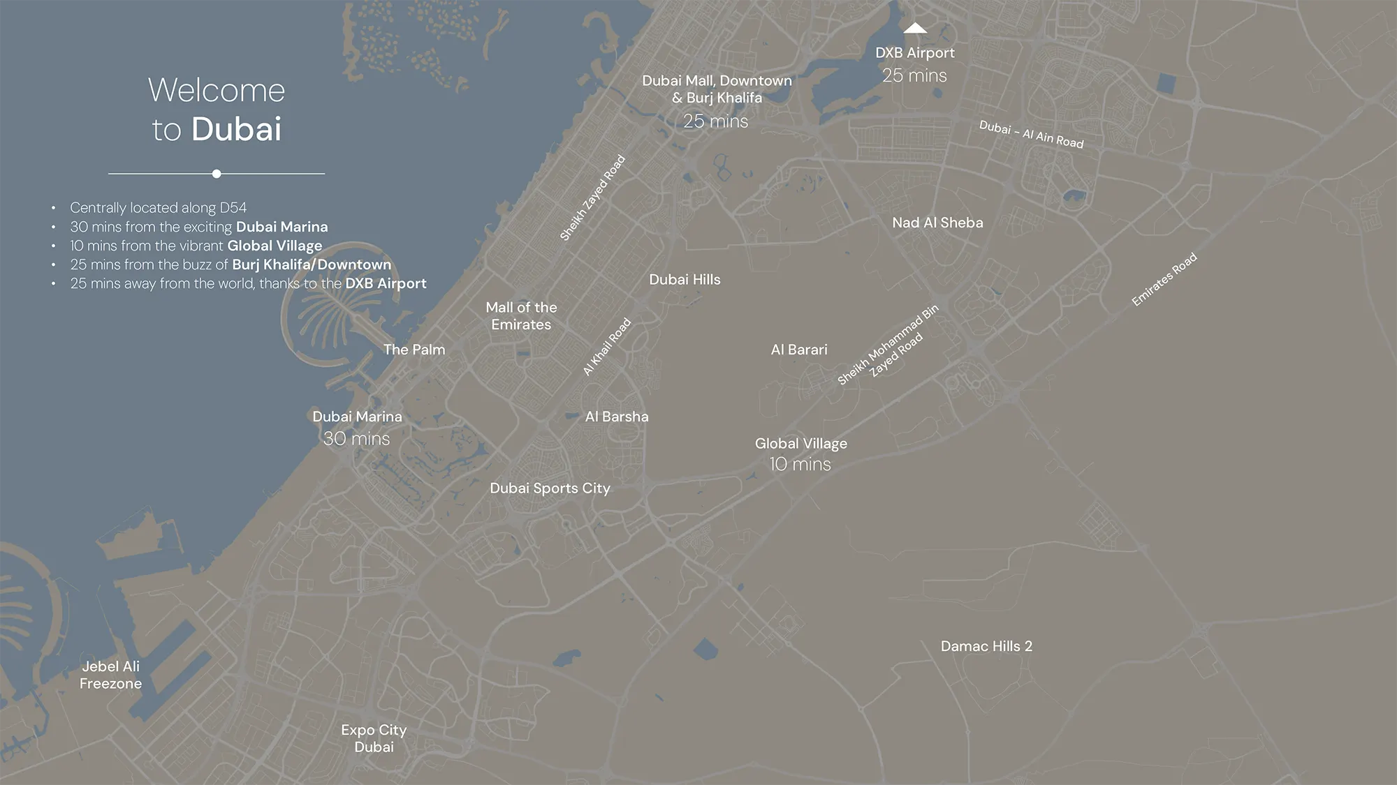 Damac Islands Dubai Location Map